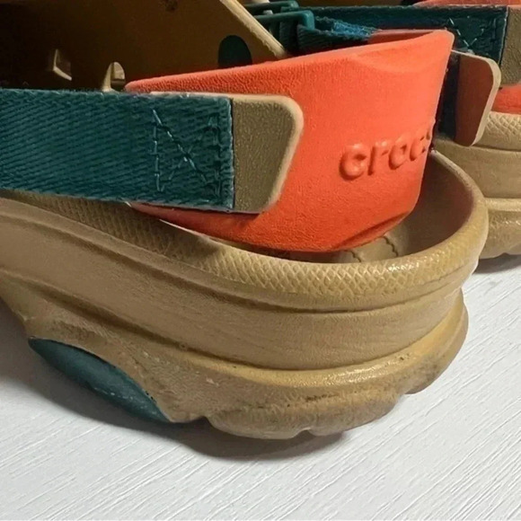 Men’s khaki crocs size 12 with green and orange accents​ - Picture 8 of 11